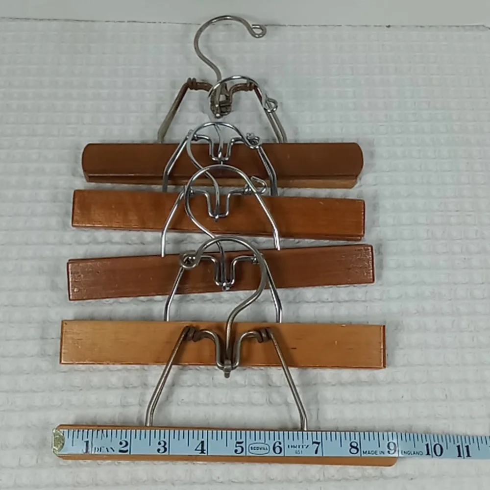 Lot of 11 Vintage Wooden Pants/Skirt Clamp Hangers Various Lengths